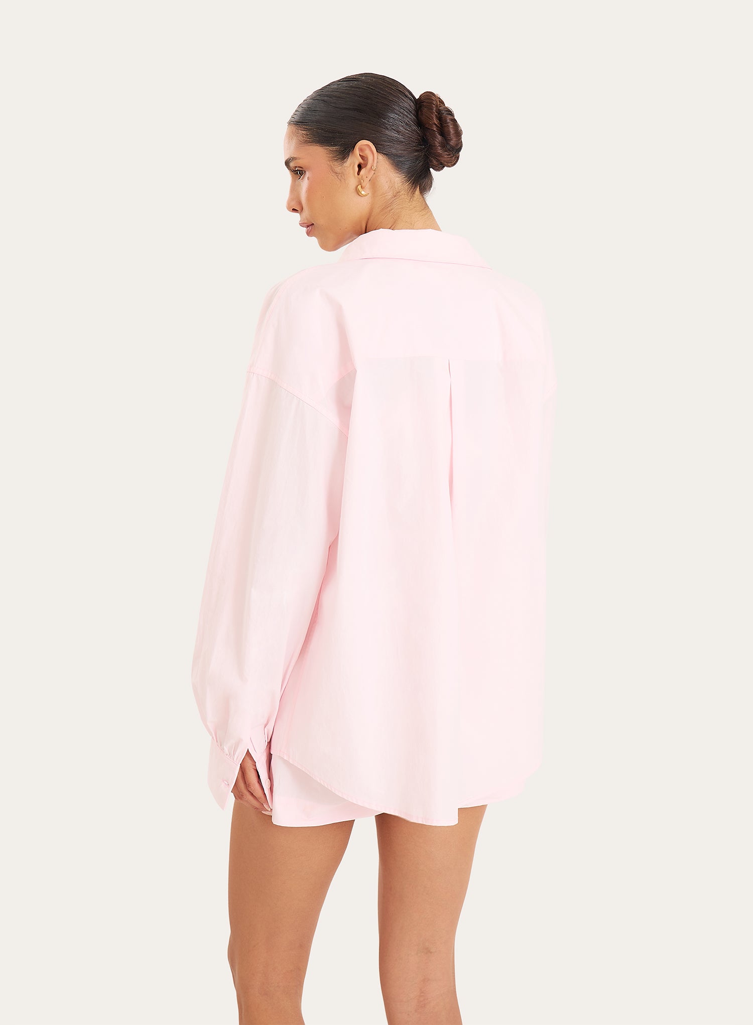 Light Pink Cotton Balloon Sleeve Shirt